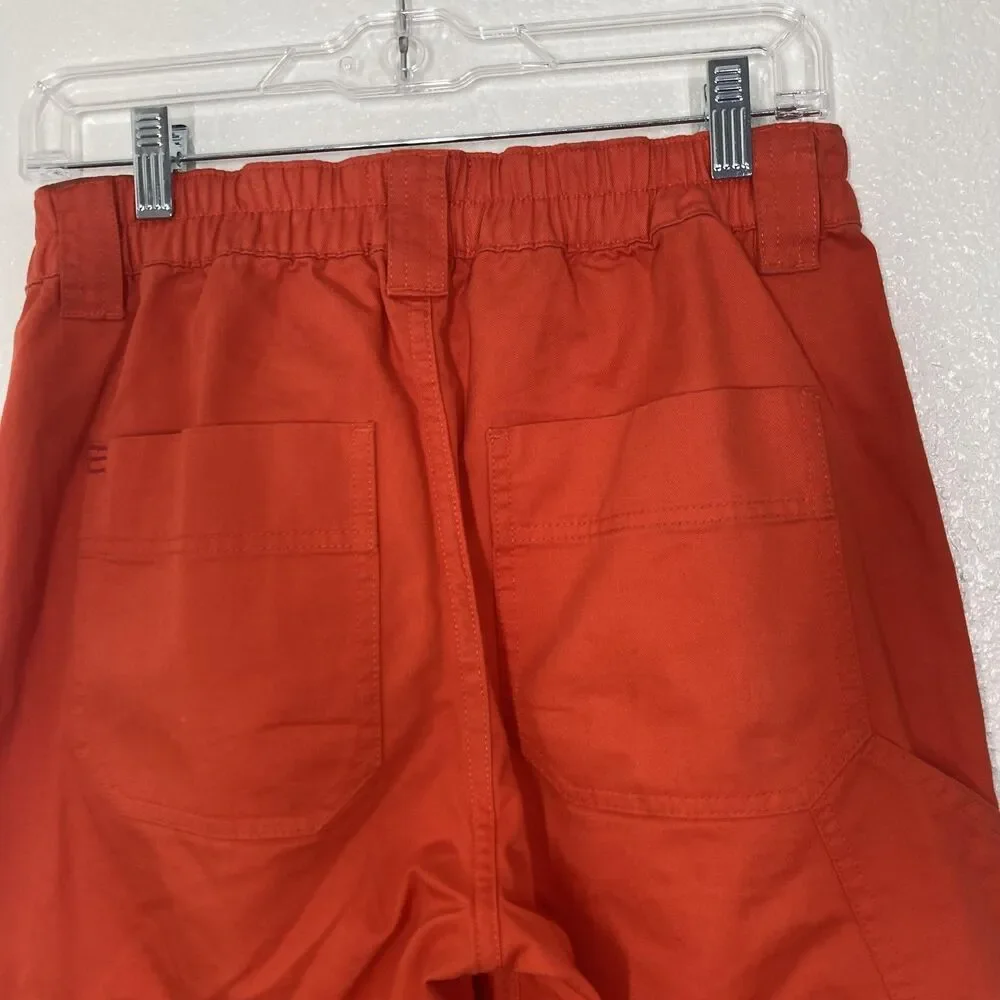BDG Cargo Pants 27 Orange Zip Fly Straight Leg Elastic Waist
